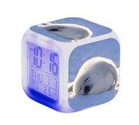 Blissbuilt Sveglia Comodino Orologio per Bambini con Snooze,rilevamento della Temperatura Anime Sveglia Digitale LED,con luci,7 Colori Che cambiano la Notte Regalo Compleanno Ragazza Donne (foca)