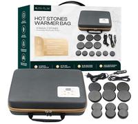 BlissFlow Set di 12 pietre di basalto, scaldino portatile con borsa e controllo digitale integrato