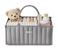 Blissful Diary Cestino per pannolini, per baby shower, per neonati o ragazze, organizer per pannolini, registro dei regali per neonati e neonati indispensabili, grigio chiaro