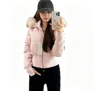 BlissfulAbode Cappotto corto da donna con cappuccio finto per slim fit | Cappuccio in finto tessuto, per un design slim fit, imbottitura in caldo cotone, lunghezza corta, opzioni di colore solido