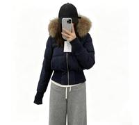 BlissfulAbode Cappotto corto da donna con cappuccio finto per slim fit | Cappuccio in finto tessuto, per un design slim fit, imbottitura in caldo cotone, lunghezza corta, opzioni di colore solido