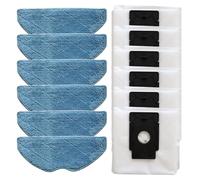 BlissfulAbode Kit di ricambio con borsa e panno per mocio Tapo RVA300 RV10 Plus, prestazioni senza intasamenti con forte tenuta, materiale in microfibra, set da 6 per un'aspirazione e una pulizia