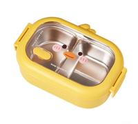 BlissfulAbode Lunch Box per bambini in acciaio , motivo anatra dei cartoni animati, 2 scomparti, a prova di perdite