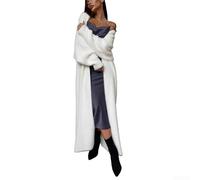 BlissfulAbode Oversize Bianco Maglia Cardigan Donne Al Ginocchio Faux | Morbida texture in finto visone, stile pigro oversize, lunghezza al ginocchio, tinta unita, perfetto per stratificare