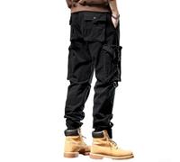 BlissfulAbode Pantaloni cargo larghi per attività all'aperto per ciclismo e | Contenitore multi-tasca, estetica retrò, gambe con risvolto largo, poliestere resistente, pronto per l'uso all'aperto