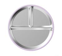 BlissfulAbode Piatti per bambini in acciaio inox con ventosa in silicone per mangiatori esigenti, promuove la varietà e riduce gli sprechi alimentari (viola)