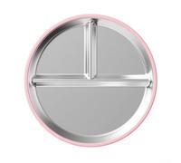 BlissfulAbode Piatti per bambini in acciaio inox con ventosa in silicone per mangiatori esigenti, promuove la varietà e riduce gli sprechi alimentari (rosso chiaro)