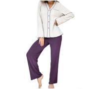 BlissfulAbode Pigiama da donna stampato cardigan a maniche lunghe | Design stampato, manica lunga per top, pantaloni abbinati, morbido poliestere, abbigliamento primavera autunno