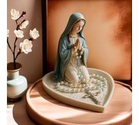 BlissfulAbode Porta rosario in resina con la Vergine Maria progettata per la devozione personale e la visualizzazione, con elegante artigianato per l'uso su scrivanie, scaffali (donne)