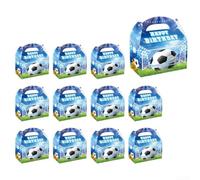 BlissfulAbode Scatole per bomboniere per feste a tema calcio, 12 pezzi, con design a forma di calcio, per feste per bambini, forniture per il giorno del gioco, scatole di buon compleanno, blu, 16,3 cm