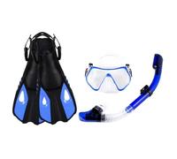 BlissfulAbode Set di boccaglio per immersioni subacquee per adulti in vetro temperato professionale panoramico attrezzatura da snorkeling nuoto allenamento kit snorkeling blu