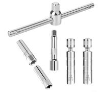 BlissfulAbode Set di chiavi a scatto per auto e moto, con presa magnetica da 14 mm e 16 mm, rotazione a 360°, impugnatura a T, asta di prolunga flessibile, 2 pezzi