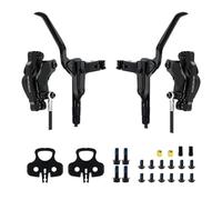 BlissfulAbode Set freno a disco idraulico a 4 pistoncini per mountain bike, pinza in alluminio lavorato CNC con sistema a doppio circuito olio, forza frenante 641N, olio minerale,