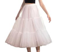 Blissfulao Sottogonna lunga bianca da donna anni '50 vintage sottogonna tulle sopra il ginocchio tutù 80 cm per abito bianco Lolita, bianco, taglia unica