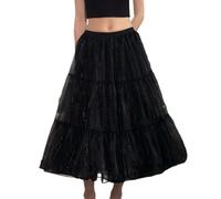 Blissfulao Sottogonna lunga bianca da donna anni '50 vintage sottogonna tulle sopra il ginocchio tutù 80 cm per abito bianco Lolita, nero, taglia unica