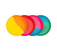 BlissHome Pure Prue Leith - Set di 4 piatti piani in melamina, colori vivaci e unici, perfetti per uso interno ed esterno, resistenti, design contemporaneo con 4 colori diversi