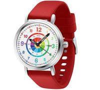 Blisshour Orologio analogico per bambini, per imparare a leggere l'ora e l'ora facile da leggere, orologio analogico per ragazzi e ragazze dai 3 agli 11 anni, rosso