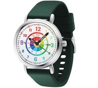 Blisshour Orologio analogico per bambini, per imparare a leggere l'ora e l'ora facile da leggere, per ragazzi e ragazze, dai 3 agli 11 anni, verde