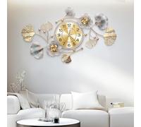 Blissio 2025 Nuovo Orologio da Parete Grande, Orologio da Parete Design, Silenzio, Design di Foglie Ginkgo in Metallo Retrò, per Soggiorno e Cucina Decorazione da Parete (Blu Retrò-Arabo, 82CM)