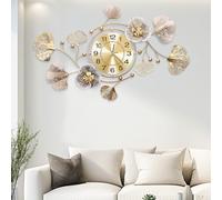 Blissio 2025 Nuovo Orologio da Parete Grande, Orologio da Parete Design, Silenzio, Design di Foglie Ginkgo in Metallo Retrò, per Soggiorno e Cucina Decorazione da Parete (Caffè Retrò-arabo, 120CM)