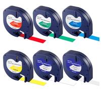 BlissiqueeConfezione da 6 nastri compatibili con nastro Dymo per etichette, 12 mm x 4 m, compatibile con nastro Dymo Letratag LT-110T LT-100H LT-100T QX50 XR XM