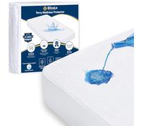 Blisslo Coprimaterasso impermeabile, coprimaterasso in spugna di cotone, per letto king size, super assorbente, anallergico, lavabile, traspirante, 150 x 190 x 30 cm