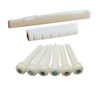 Blisstime 6 corde chitarra acustica osso ponte sella e dado e 6pcs chitarra osso ponte perni fatti di osso reale