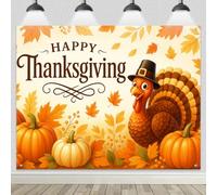 BlissYard Banner del Ringraziamento 2,4 x 1,8 m Decorazione da appendere con zucca di tacchino foglie autunnali decorazione per la casa forniture per feste sfondo fotografico decorazione stagionale da
