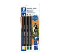 Staedtler Lumocolor 10820BK6-C - Matita Colorante Impermeabile, Permanente Glassocromo, Opaca su Superfici Scure e Trasparenti, Non Impatta Attraverso la Carta, per Molte Superfici, Blister Card con 6