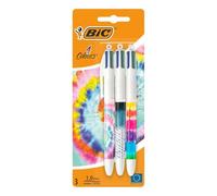 BIC 4 Colori Penna a sfera retrattile punta media DECOR TIE DYE Blister x 3