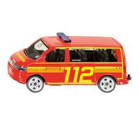 Siku 1547, VW T5 Comando dei vigili del fuoco, Metallo/Plastica, Rosso/Giallo, Macchinina per bambini, Portellone posteriore apribile, Gancio di traino