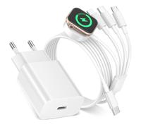 BLITEZZ 4 in 1 Cavo per Caricatore iPhone e Apple watch,Caricatore USB Multiplo Carica con Cavo Lightning/iWatch/Type C/Micro/Spinotto USB C 20W per Apple Watch Se 9/8/7/6/5/4,iPhone 16/15/14/13/X/8