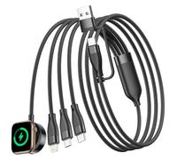 BLITEZZ Caricatore Apple Watch,Cavo iPhone da 1,2m,Cavo Ricarica Multiplo 4 in 2 con cavo Lightning Cavi USB C Cavi Micro USB Caricatore iWatch per iWatch Serie 9/8/7/6/5/4/3/SE/iPhone/iPad/Huawei/PS4