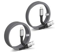BLITEZZ Cavo iPhone 1M+2M,Cavo Lightning USB 2Pezzi Certificato MFi Filo Caricatore iPhone cavo USB Lightning Nylon Filo Cavetto iphone per Apple iphone 14/13/12/11/Pro/X/Max/XR/8/7/6/Plus/5/iPad
