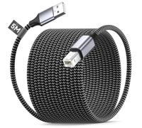 BLITEZZ Cavo USB Stampante da 5 Metri, Cavo Stampante USB 2.0 Tipo A Maschio a Tipo B Maschio, Cavi USB Tipo A a B da Nylon Intrecciato per scanner HP, Dell, Epson, Xerox, Lexmark, Brother, Canon,Fax