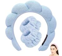 Blithetree Fascia per capelli in spugna per donne, Spa Headban per lavare il viso, morbida fascia per la cura della pelle preppy per spa lavaggio viso fascia per trucco (confezione da 6 - blu)
