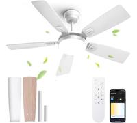 BLITZWILL Ventilatore da Soffitto con Luce, Ø132cm Ventilatori da soffitto con Illuminazione LED, Controllo App&Telecomando, 6 Velocità, 3 Colori Dimmerabile, 5 Pale, Silenzioso, Estate-Inverno,Timer