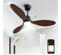 BLITZWILL Ventilatore da Soffitto con Luce, Ø132cm Ventilatori da soffitto con Illuminazione LED, Controllo App&Telecomando, 6 Velocità, 3 Colori Dimmerabile, 3 Pale, Silenzioso, Estate-Inverno,Timer