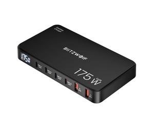 Blitzwolf® BW-S30 - Stazione di ricarica rapida USB da tavolo da 175W con display digitale, 6 porte USB (4 porte Type-C + 2 porte USB-A)