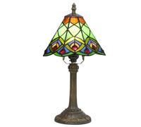 Blivuself Tiffany Piccolo Vetro Colorato Lampada Da Tavolo Verde Pavone Coda Camera Da Letto Comodino Luce Per Ufficio Dormitorio Bar Stile Unico Carino Decorazione 8 Lampade Da Comodino