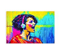BLJKHTGG Stampa artistica da parete su tela, motivo: donna che canta, 30 x 45 cm