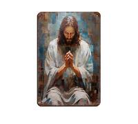 BLJKHTGG Targa in metallo vintage con preghiera di Gesù Cristo, decorazione artistica da parete per pub, club, bar, casa, poster decorativo retrò 20 x 30 cm