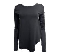 BLK DNM Donna Nero Manica Lunga Corto Schiena T-Shirt 32 TAGLIA S Nwt