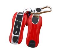 BLKCVDH Custodia protettiva for chiave auto compatibile con Porsche Cayenne 718 MACAN Panamera 911 Boxster modello in fibra di carbonio(Red Plus)