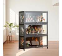 Bllhl Vetrina In Acrilico Curio, Altamente Trasparente E Facile Da Pulire, Adatta Per Esporre Oggetti Collezione, Trofei, Ideale Per Soggiorni E Camere Letto (nero,70 * 3 piani)