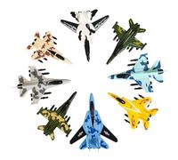 blloocod Set di 8 Aerei Giocattolo in Lega, Mini Caccia Militari Pull Back, Modellini Realistici per Bambini Collezione