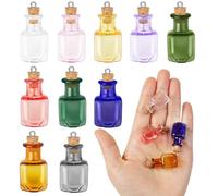 BLMHTWO 10 mini bottiglie di vetro da 2 ml con sughero, colorate, mini barattoli di vetro con coperchio, per progetti fai da te, artigianato, gioielli, ciondoli, bomboniere (colori casuali)