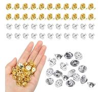 BLMHTWO 100 paia di spilli, farfalline per frizione con chiusura a farfalla, retro di ricambio con perni vuoti da 10 mm, chiusura a perno in metallo per artigianato, zaini, creazione di gioielli