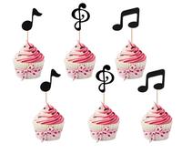 BLMHTWO 24 decorazioni per torte a tema musicale, con note musicali glitterate, per compleanno, baby shower, matrimoni, anniversari, feste, decorazioni per torte