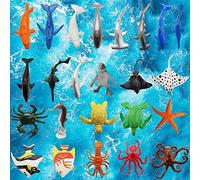 BLMHTWO 24 figure di animali marini, animali marini, giocattoli in plastica, animali marini realistici durante il bagno, come giocattolo educativo per l'educazione, regali di compleanno
